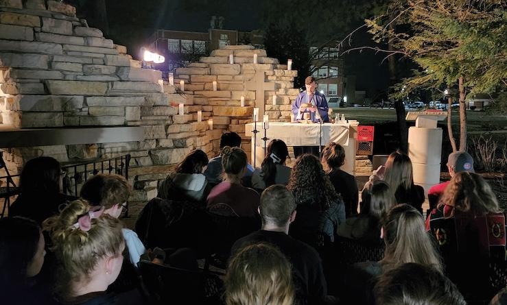 mass in the grotto